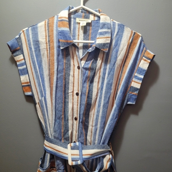 Monteau belted vertical striped dress M - Picture 4 of 8